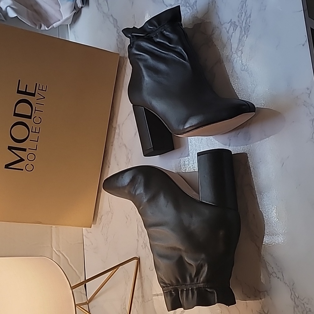 🔥🔥MODE COLLECTION JIRA LEATHER ANKLE BOOT BLACK SIZE 9 - Picture 9 of 13